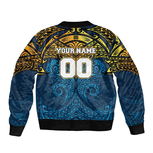Personalized Gold Coast Titans Bomber Jacket Polynesian Tribal Pattern Style