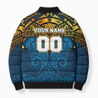 Personalized Gold Coast Titans Bomber Puffer Jacket Polynesian Tribal Pattern Style