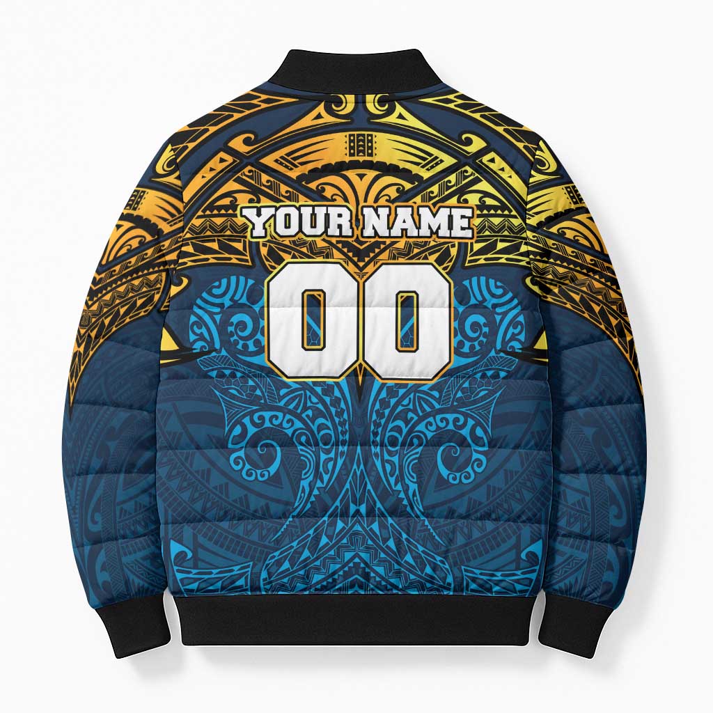 Personalized Gold Coast Titans Bomber Puffer Jacket Polynesian Tribal Pattern Style