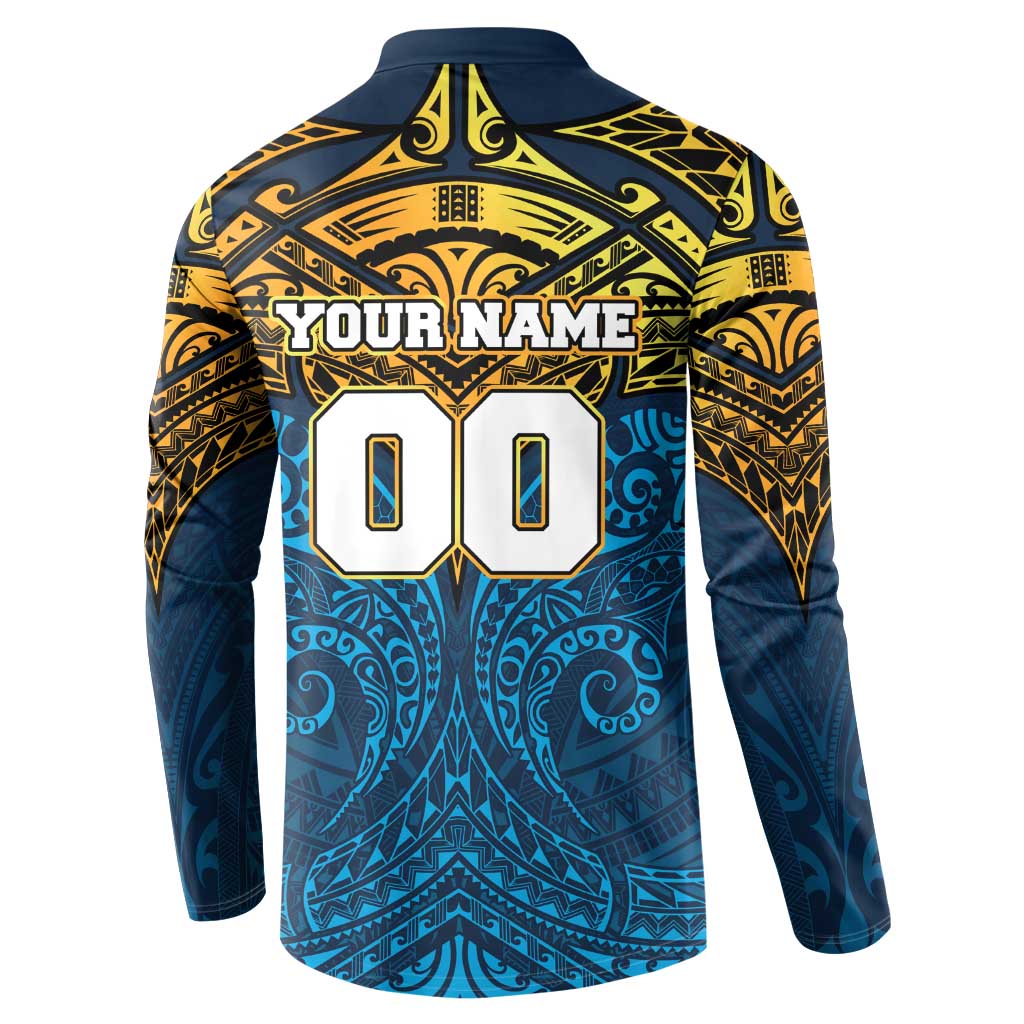 Personalized Gold Coast Titans Button Sweatshirt Polynesian Tribal Pattern Style