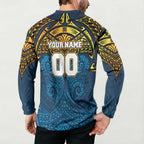Personalized Gold Coast Titans Button Sweatshirt Polynesian Tribal Pattern Style