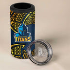 Personalized Gold Coast Titans 4 in 1 Can Cooler Tumbler Polynesian Tribal Pattern Style
