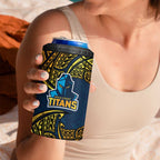 Personalized Gold Coast Titans 4 in 1 Can Cooler Tumbler Polynesian Tribal Pattern Style