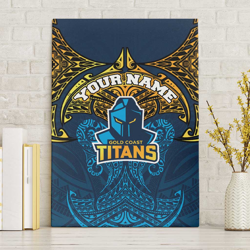 Personalized Gold Coast Titans Canvas Wall Art Polynesian Tribal Pattern Style
