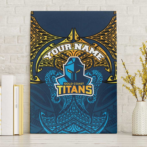Personalized Gold Coast Titans Canvas Wall Art Polynesian Tribal Pattern Style