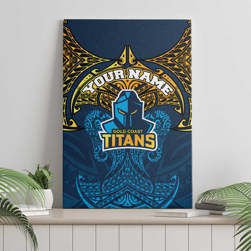 Personalized Gold Coast Titans Canvas Wall Art Polynesian Tribal Pattern Style