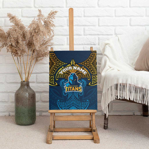 Personalized Gold Coast Titans Canvas Wall Art Polynesian Tribal Pattern Style