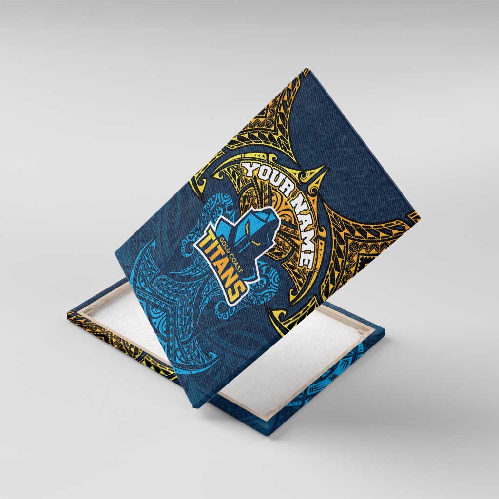 Personalized Gold Coast Titans Canvas Wall Art Polynesian Tribal Pattern Style