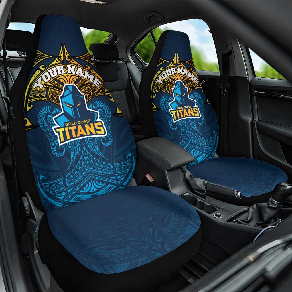 Personalized Gold Coast Titans Car Seat Cover Polynesian Tribal Pattern Style