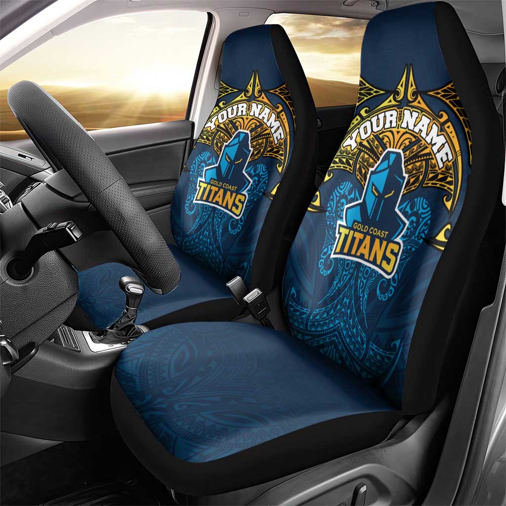 Personalized Gold Coast Titans Car Seat Cover Polynesian Tribal Pattern Style