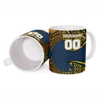 Personalized Gold Coast Titans Ceramic Mug Polynesian Tribal Pattern Style