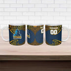Personalized Gold Coast Titans Ceramic Mug Polynesian Tribal Pattern Style