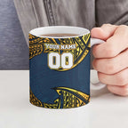 Personalized Gold Coast Titans Ceramic Mug Polynesian Tribal Pattern Style