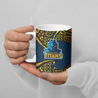 Personalized Gold Coast Titans Ceramic Mug Polynesian Tribal Pattern Style