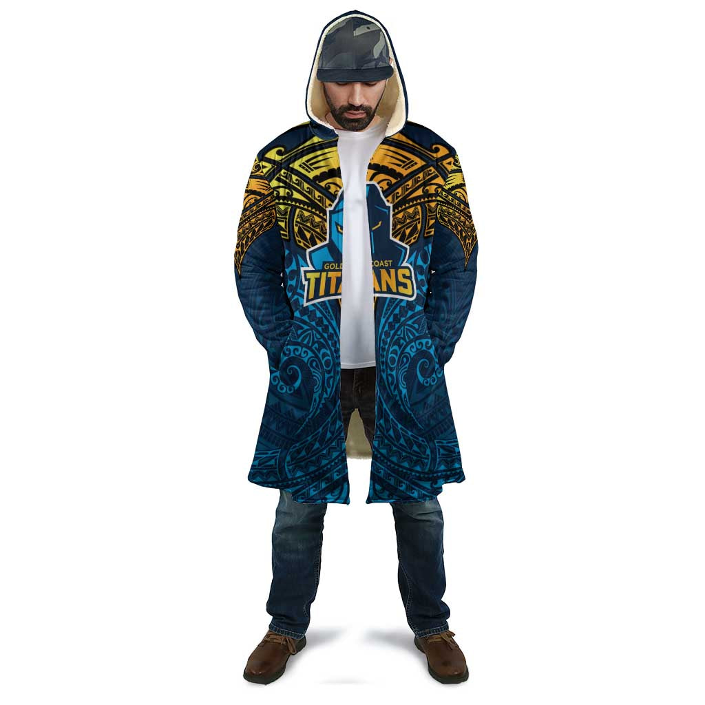 Personalized Gold Coast Titans Cloak Polynesian Tribal Pattern Style