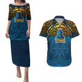 Personalized Gold Coast Titans Couples Matching Puletasi and Hawaiian Shirt Polynesian Tribal Pattern Style