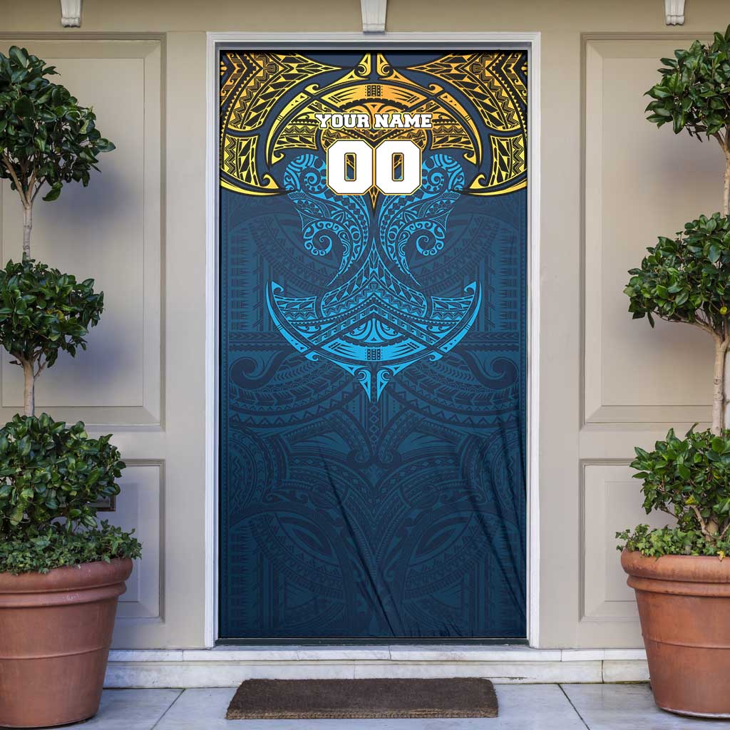 Personalized Gold Coast Titans Door Cover Polynesian Tribal Pattern Style