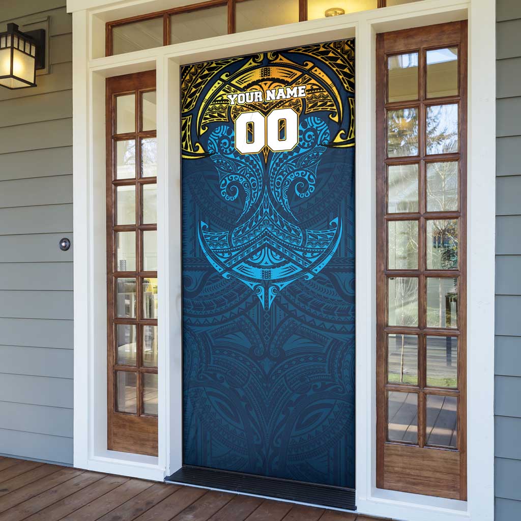 Personalized Gold Coast Titans Door Cover Polynesian Tribal Pattern Style