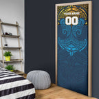 Personalized Gold Coast Titans Door Cover Polynesian Tribal Pattern Style