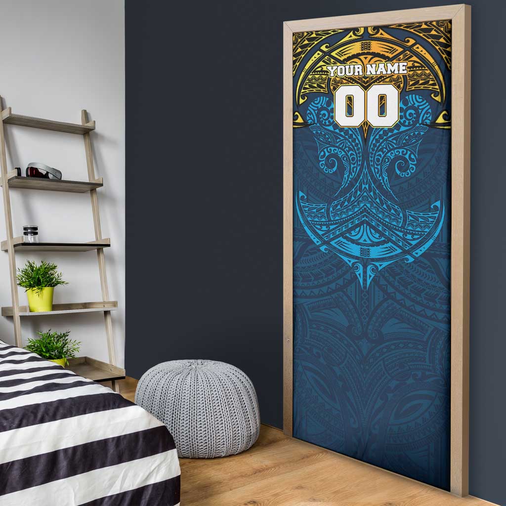 Personalized Gold Coast Titans Door Cover Polynesian Tribal Pattern Style