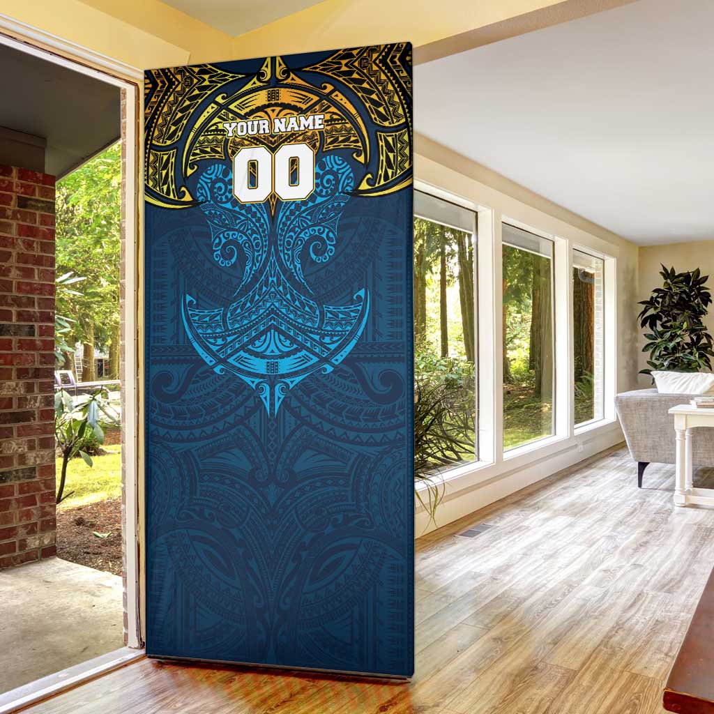 Personalized Gold Coast Titans Door Cover Polynesian Tribal Pattern Style