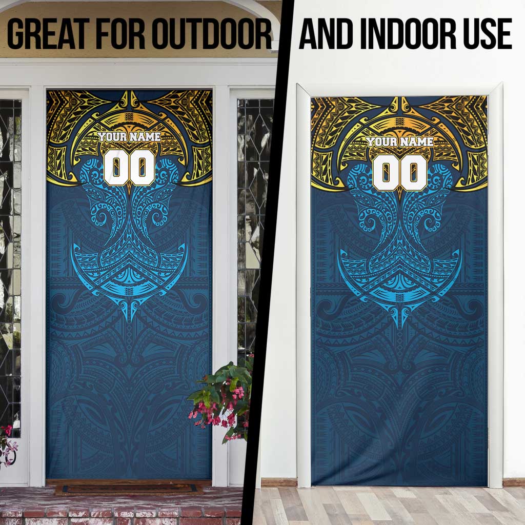 Personalized Gold Coast Titans Door Cover Polynesian Tribal Pattern Style
