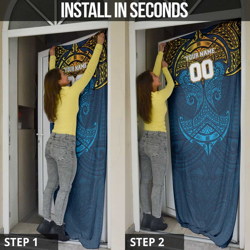 Personalized Gold Coast Titans Door Cover Polynesian Tribal Pattern Style