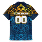 Personalized Gold Coast Titans Family Matching Long Sleeve Bodycon Dress and Hawaiian Shirt Polynesian Tribal Pattern Style