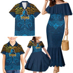 Personalized Gold Coast Titans Family Matching Mermaid Dress and Hawaiian Shirt Polynesian Tribal Pattern Style