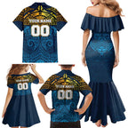 Personalized Gold Coast Titans Family Matching Mermaid Dress and Hawaiian Shirt Polynesian Tribal Pattern Style