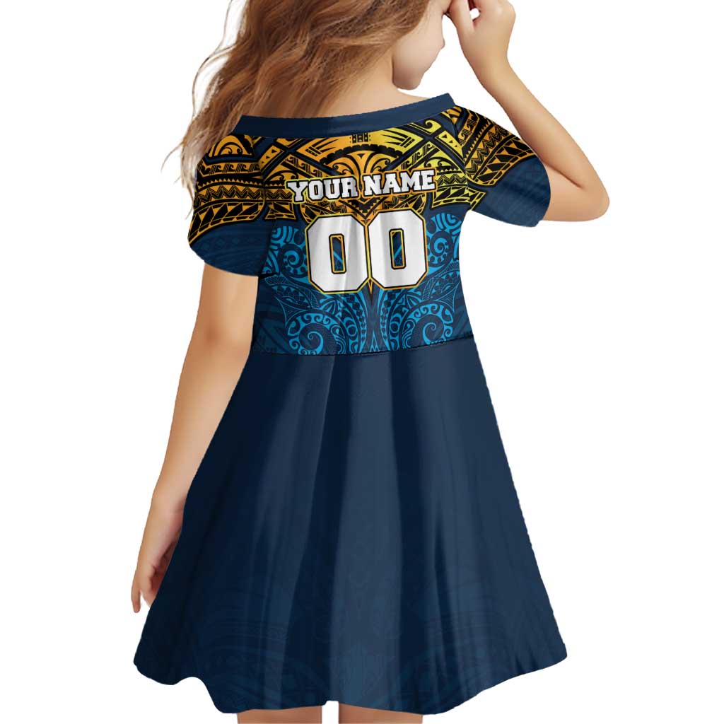 Personalized Gold Coast Titans Family Matching Off Shoulder Short Dress and Hawaiian Shirt Polynesian Tribal Pattern Style
