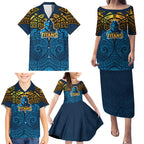 Personalized Gold Coast Titans Family Matching Puletasi and Hawaiian Shirt Polynesian Tribal Pattern Style