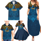 Personalized Gold Coast Titans Family Matching Summer Maxi Dress and Hawaiian Shirt Polynesian Tribal Pattern Style