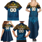 Personalized Gold Coast Titans Family Matching Summer Maxi Dress and Hawaiian Shirt Polynesian Tribal Pattern Style