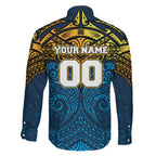 Personalized Gold Coast Titans Family Matching Summer Maxi Dress and Hawaiian Shirt Polynesian Tribal Pattern Style