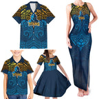 Personalized Gold Coast Titans Family Matching Tank Maxi Dress and Hawaiian Shirt Polynesian Tribal Pattern Style