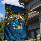 Personalized Gold Coast Titans Garden Flag Polynesian Tribal Pattern Style