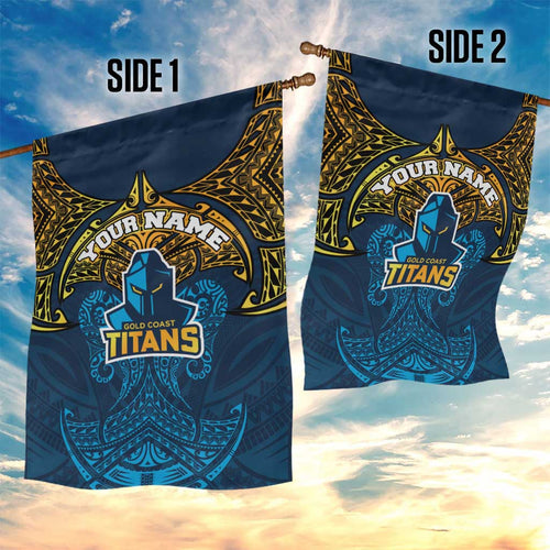 Personalized Gold Coast Titans Garden Flag Polynesian Tribal Pattern Style