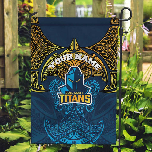 Personalized Gold Coast Titans Garden Flag Polynesian Tribal Pattern Style