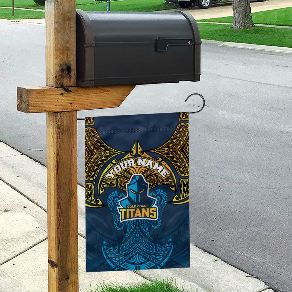 Personalized Gold Coast Titans Garden Flag Polynesian Tribal Pattern Style