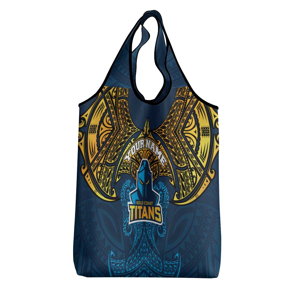 Personalized Gold Coast Titans Grocery Bag Polynesian Tribal Pattern Style
