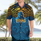 Personalized Gold Coast Titans Hawaiian Shirt Polynesian Tribal Pattern Style