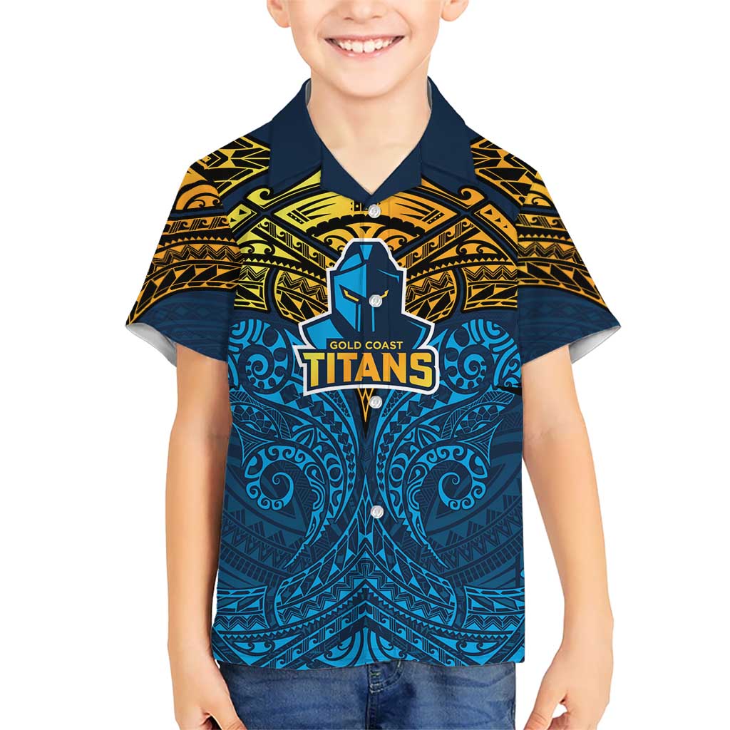 Personalized Gold Coast Titans Hawaiian Shirt Polynesian Tribal Pattern Style