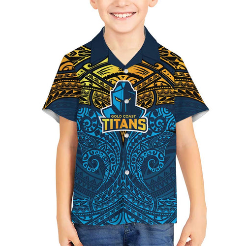 Personalized Gold Coast Titans Hawaiian Shirt Polynesian Tribal Pattern Style