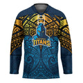Personalized Gold Coast Titans Hockey Jersey Polynesian Tribal Pattern Style
