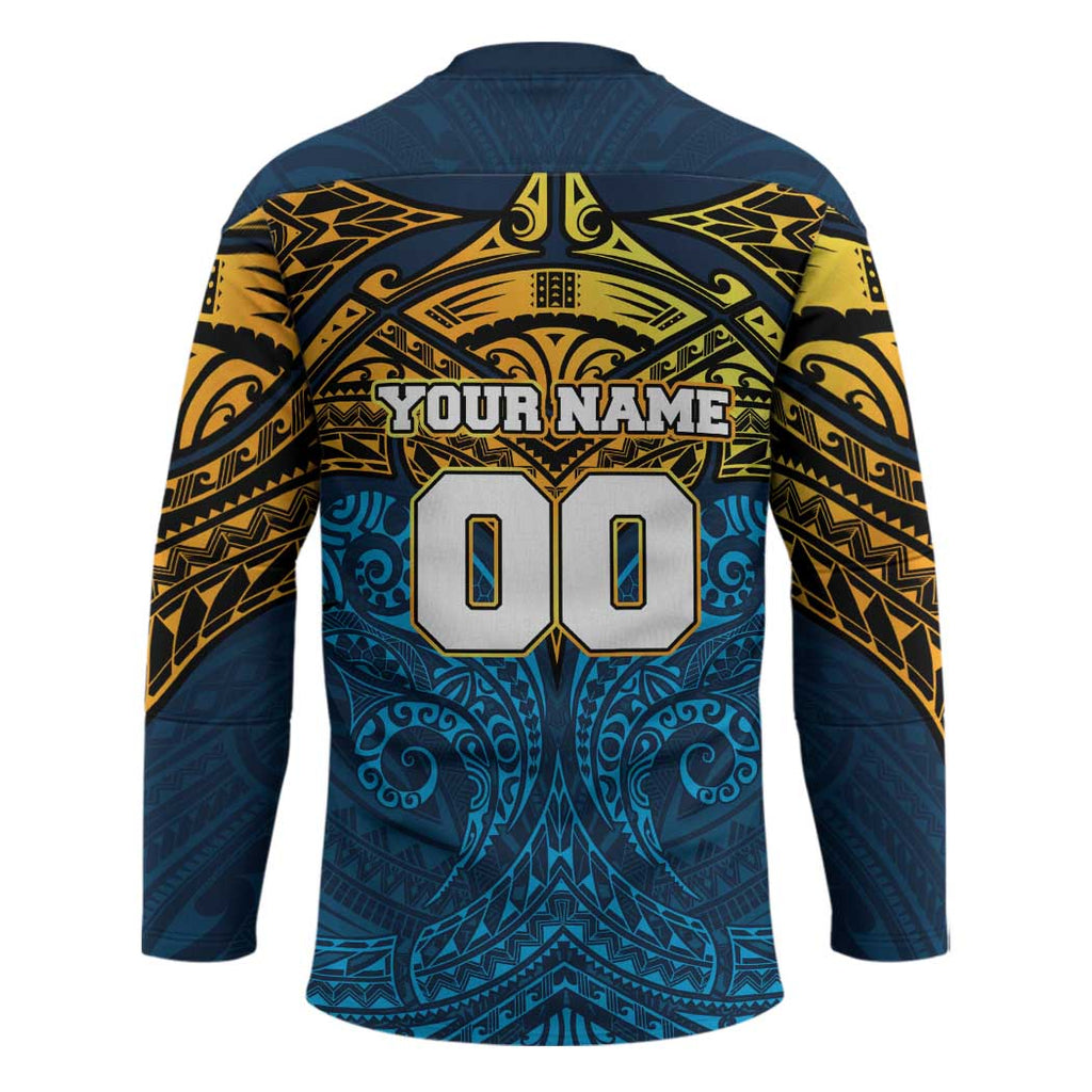 Personalized Gold Coast Titans Hockey Jersey Polynesian Tribal Pattern Style