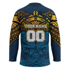 Personalized Gold Coast Titans Hockey Jersey Polynesian Tribal Pattern Style