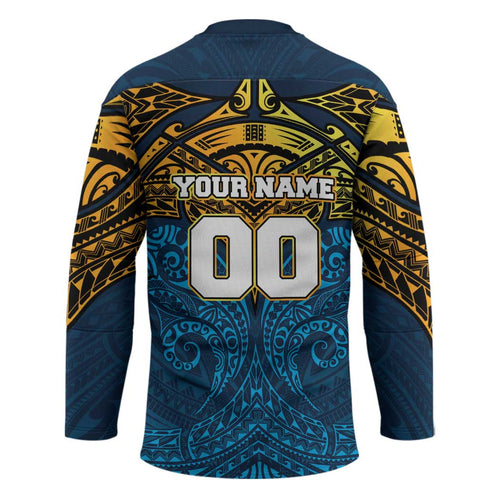 Personalized Gold Coast Titans Hockey Jersey Polynesian Tribal Pattern Style