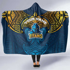 Personalized Gold Coast Titans Hooded Blanket Polynesian Tribal Pattern Style