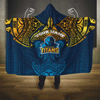 Personalized Gold Coast Titans Hooded Blanket Polynesian Tribal Pattern Style